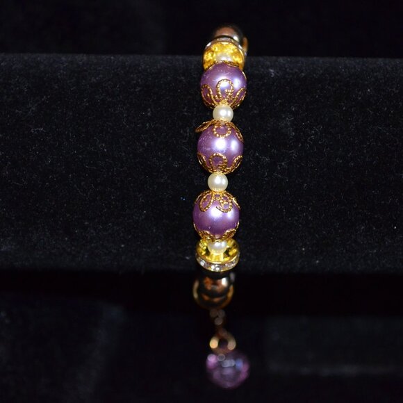Handmade Purple Gold Plated Bracelet with Lobster Clasp - Picture 7 of 10